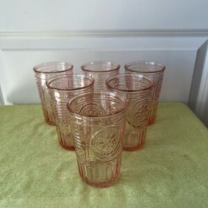 Bormiolo Rocco Pink Glass Tumblers Set. Set of 6